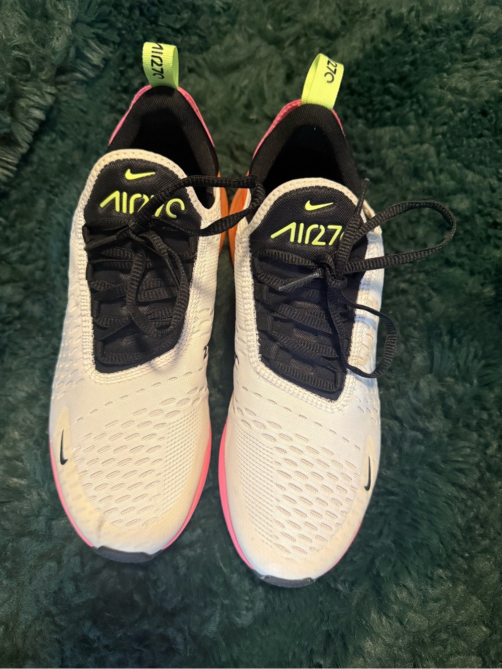 Nike Air 270 Shoes in White, Black, Neon Yellow, Pink - Picture 1 of 5